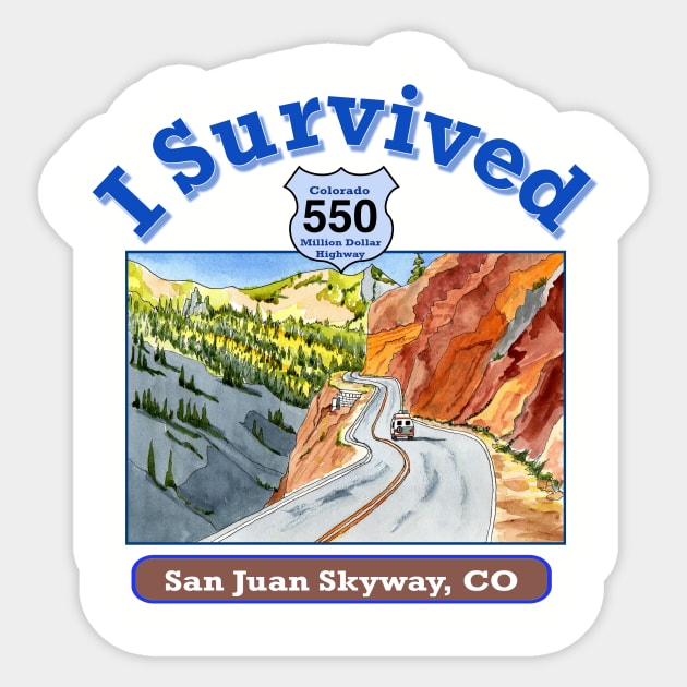 I Survived Hwy 550 Colorado, San Juan Skyway Sticker by MMcBuck